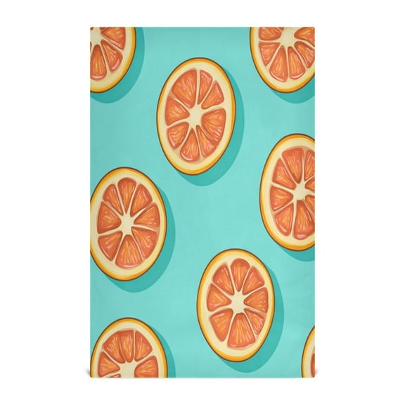 Wobogo Halved Orange Pattern Kitchen Towel 1 Piece Large Cotton Dishcloth Premium Absorbency Set with Hanging Loop