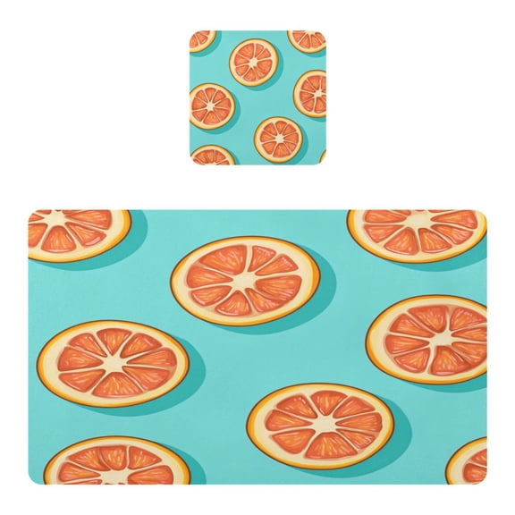 Wobogo Halved Orange Pattern Placemats Coasters Set of 1 Heat-resistant Non-slip Easy to Clean Square Dinner Plate Mat