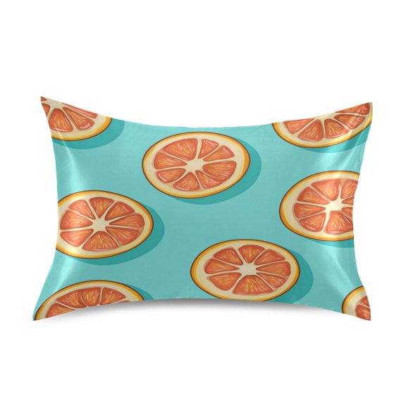 Wobogo Halved Orange Pattern Satin Pillowcase Soft Smooth Envelope Design Comfortable Bedding Essentials 20×26in