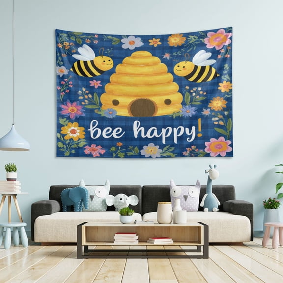 Wobogo Happy Bees Tapestry 90x60in Home Living Room Bedroom Wall Hanging Ornaments