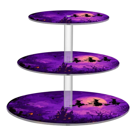 Wobogo Happy Halloween Pumpkin 3 Tier Acrylic Cake Stand with Clear Round Hold for Wedding Holiday Birthday Baby Shower Tea Party