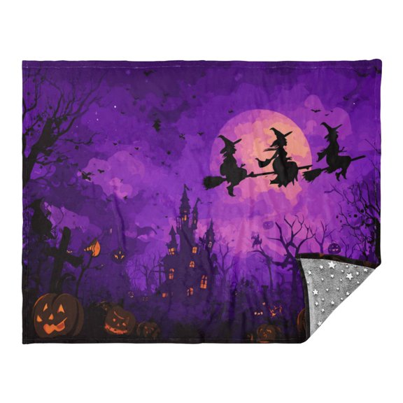 Wobogo Happy Halloween Pumpkin Flannel Blanket Fluorescent Effect in The Dark Four Seasons of Comfortable and Soft Skin Friendly Sheet 7055in