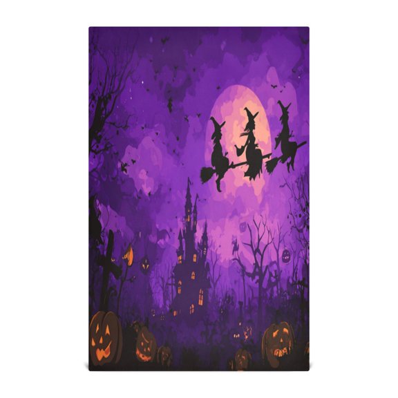 Wobogo Happy Halloween Pumpkin Kitchen Towel 1 Piece Large Cotton Dishcloth Premium Absorbency Set with Hanging Loop