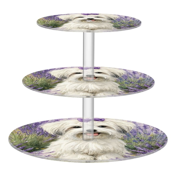 Wobogo Happy Havanese Dog 3 Tier Acrylic Cake Stand with Clear Round Hold for Wedding Holiday Birthday Baby Shower Tea Party