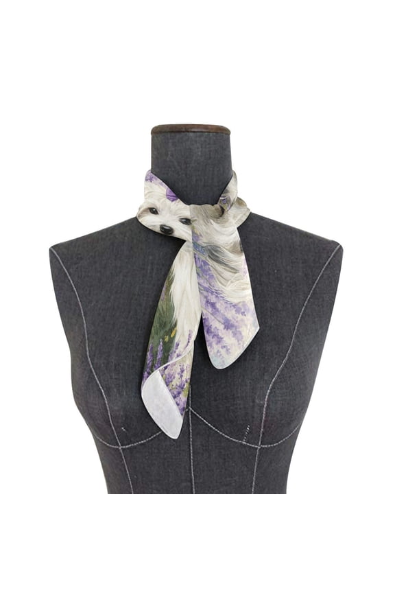 Wobogo Happy Havanese Dog Square Scarf 23.62 x 23.62 In Lightweight Polyester Silk-Feel Neck Scarf for Women Fashion Head Scarf Hair Wrap Bandana