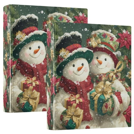 Wobogo Happy Snowman File Folders Extra Large Capacity to Hold 200 Sheets of Documents Hard Shell Ring Binder for School Home Office