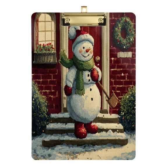Wobogo Hardworking Snowman Acrylic Writing Pad Gold Clip Stardard Size A4 Office Decorative for Students Workers 12.5×9in
