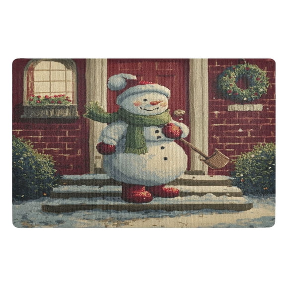 Wobogo Hardworking Snowman Highly Absorbent Polyester Doormat Anti-slip Anti-fouling Indoor Outdoor Entrance Welcome Mat 3220in