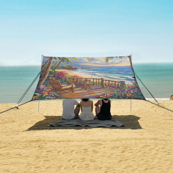 Wobogo Hawaii Beach Beach Tent Camping Sun Shelter 110 x 125in UPF50+ Outdoor Shade for Trips Fishing Picnics