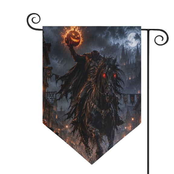 Wobogo Headless Horseman Triangle Garden Flag 12x18.5 in Large Yard Flag Durable Fade Resistant Outdoor Decor