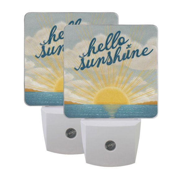 Wobogo Hello Sunshine LED Night Light 2 Pcs Set 0.5 Watt Wall Plug in Dusk to Dawn Automatic Switch Soft White Light