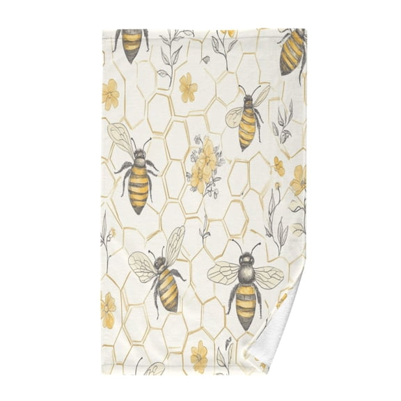 Wobogo Honeycomb with Bees Pattern Face Towel Soft Breathable Cotton Towel Set for Bathroom Kitchen Hotel Spa Gift Decor