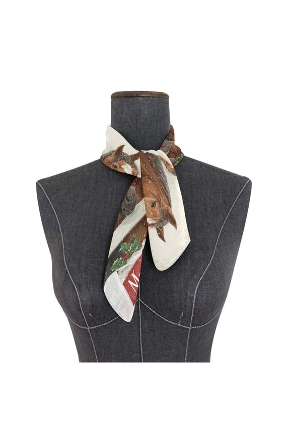 Wobogo Horses in The Snow Square Scarf 23.62 x 23.62 In Lightweight Polyester Silk-Feel Neck Scarf for Women Fashion Head Scarf Hair Wrap Bandana