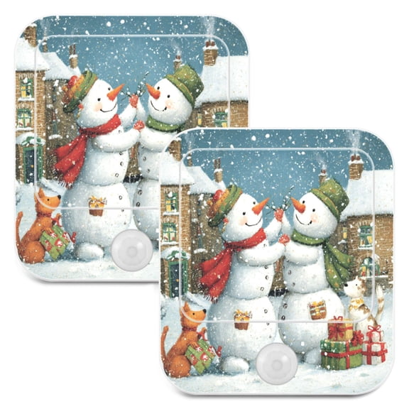Wobogo Hugging Snowmen Night Light Lamp Set of 2 with Smart Sensor Dusk to Dawn Sensor 0.6W Plug-in