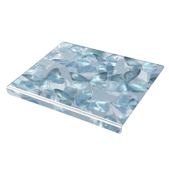 Wobogo Ice Butterfly Acrylic Cutting Board with Counter Lip 16.5"x13.4 Perfect for Bread Meat Veggies & More Great Kitchen Essential Gadgets & Decor