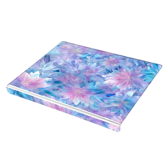 Wobogo Ice Flowers Acrylic Cutting Board with Counter Lip 16.5"x13.4 Perfect for Bread Meat Veggies & More Great Kitchen Essential Gadgets & Decor