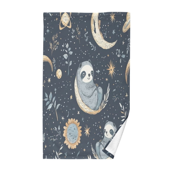 Wobogo Illustration Of Cute Sloth in Space Face Towel Soft Breathable Cotton Towel Set for Bathroom Kitchen Hotel Spa Gift Decor