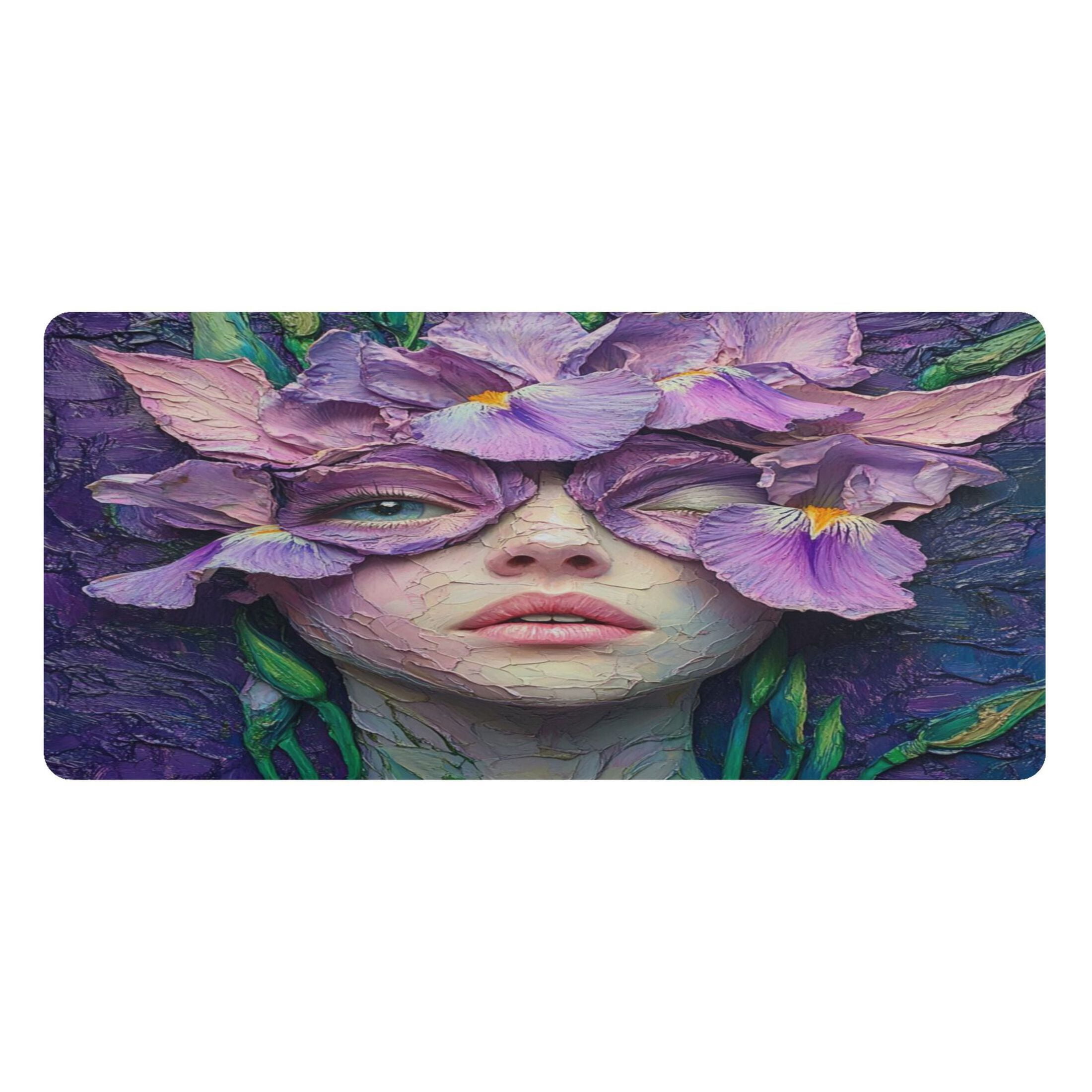 Wobogo Iris Fairy Gaming Mouse Pad Non-slip Leather Desk Mat Water Resist Keyboard Pad for Gamer Office 16.5×35.4in