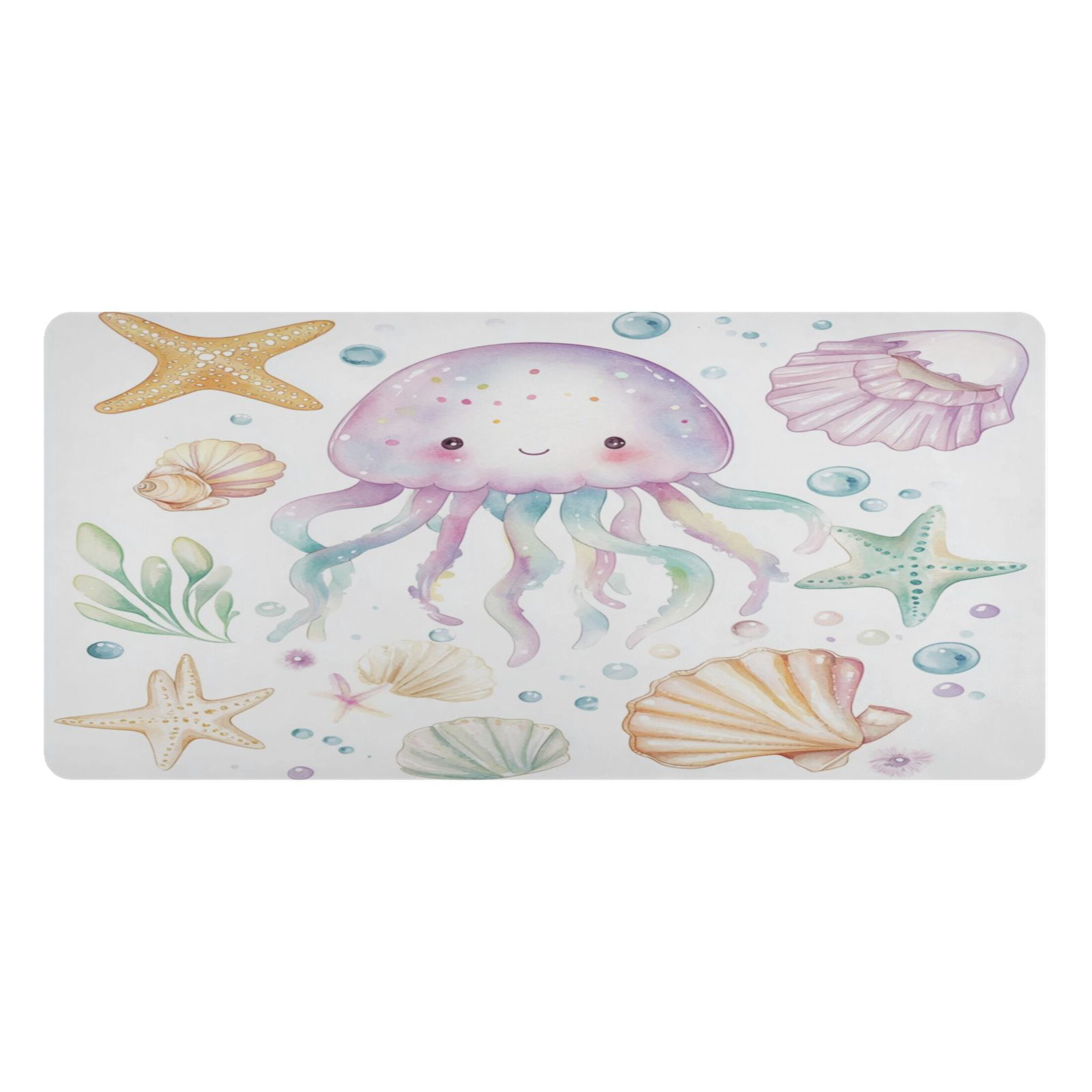 Wobogo Jellyfish Shell Figure Gaming Mouse Pad Non-slip Leather Desk Mat Water Resist Keyboard Pad for Gamer Office 23.6×47.2in
