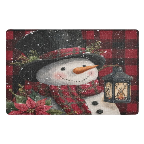 Wobogo Jovial Snowman Highly Absorbent Polyester Doormat Anti-slip Anti-fouling Indoor Outdoor Entrance Welcome Mat 3220in