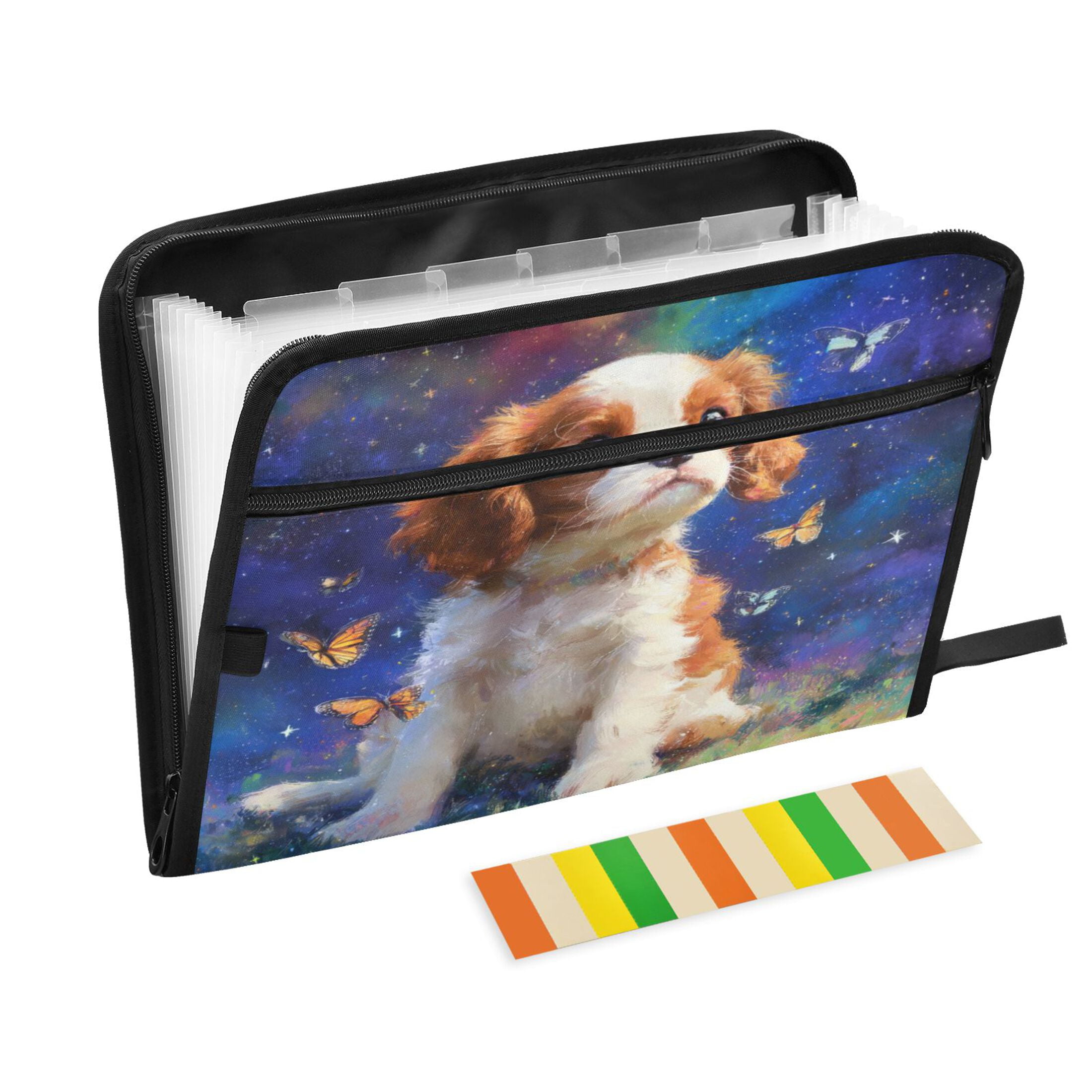 Wobogo King Charles Spaniel Dog Expanding File Folder Letter Size Accordion Filing Organizer 13 Pocket Separate Organ Pocket