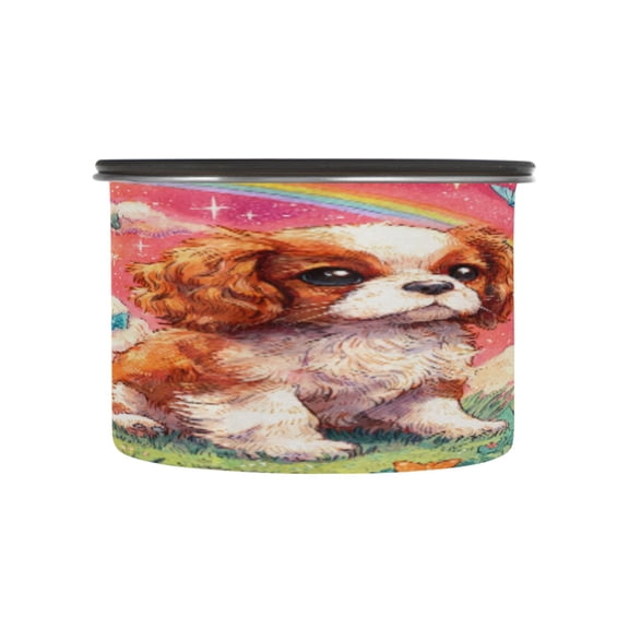 Wobogo King Charles Spaniel Food Storage Jars 304 Food Grade Stainless Steel Canisters With Vacuum Airtight Lids for Coffee Snacks Nuts Cereal 500ML