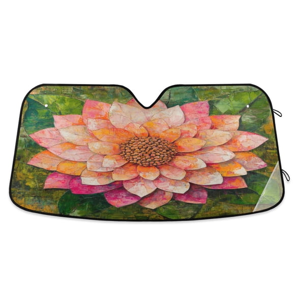 Wobogo King Flower Car Windshield Sunshades Autopilot Lightweight Accordion Sun Visor 53×23.5in