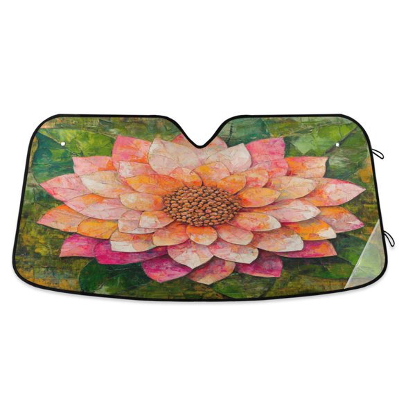 Wobogo King Flower Car Windshield Sunshades Autopilot Lightweight Accordion Sun Visor 55×27.6in