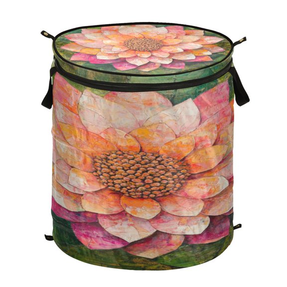 Wobogo King Flower Foldable Laundry Baskets with Carry Handle Zipper Closure Travel Bathroom College Dorm Essentials