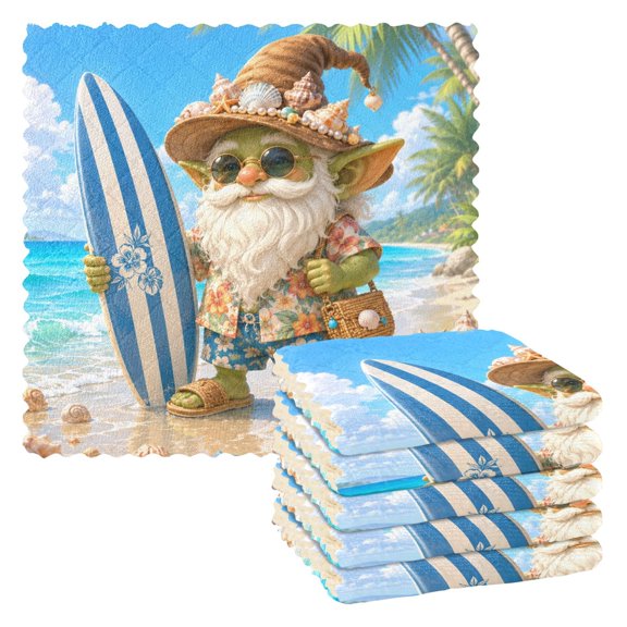 Wobogo Kitchen Towels 6pcs Ultra Soft Highly Absorbent Quick Drying 1111inch,Hawaii Gnome Print