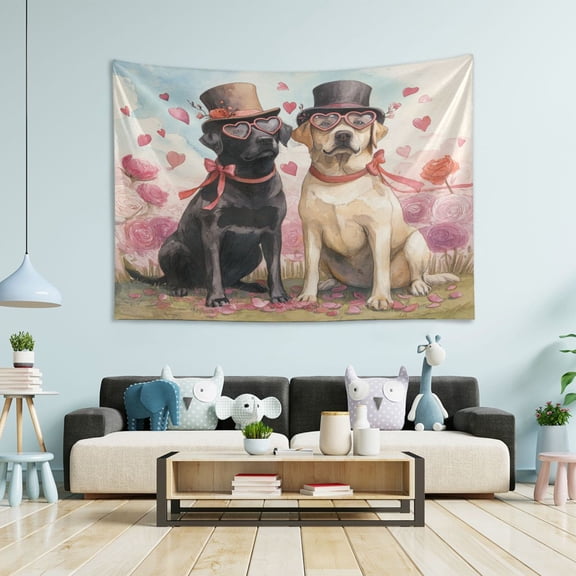 Wobogo Labrador Dogs Tapestry 90x60in Home Living Room Bedroom Wall Hanging Ornaments
