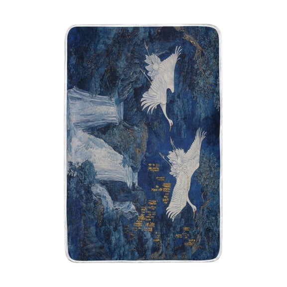Wobogo Land Of Wild Cranes Flannel Fleece Bed Blanket as Bedspread Coverlet Sofa Blankets (90x60in) Soft Lightweight Warm and Cozy