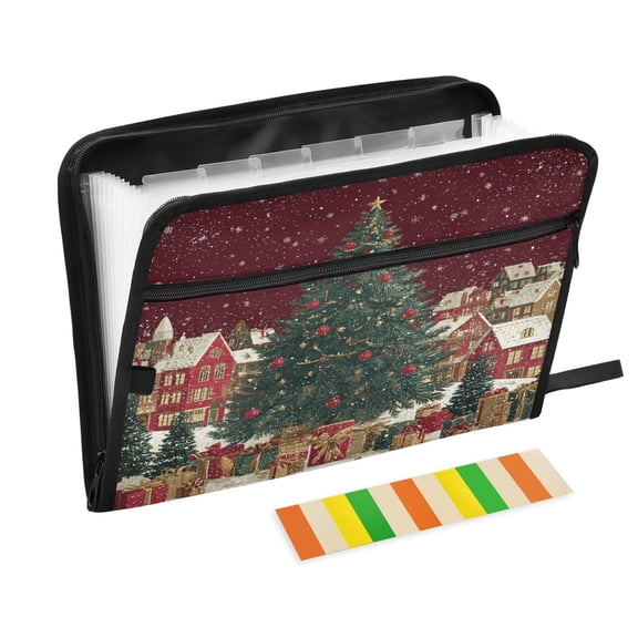 Wobogo Large Christmas Tree Expanding File Folder Letter Size Accordion Filing Organizer 13 Pocket Separate Organ Pocket