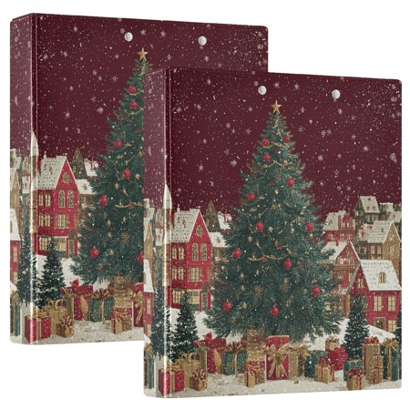 Wobogo Large Christmas Tree File Folders Extra Large Capacity to Hold 200 Sheets of Documents Hard Shell Ring Binder for School Home Office