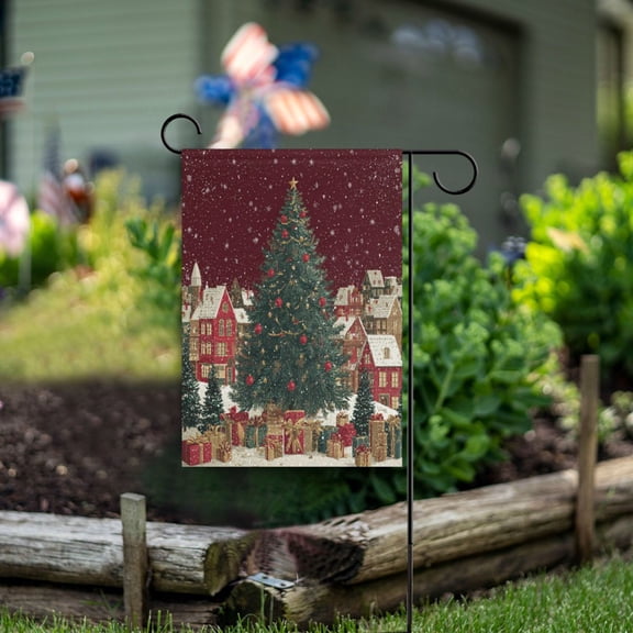 Wobogo Large Christmas Tree Garden Flag 12×18 Inch Double Sided For Outdoor Yard Decoration