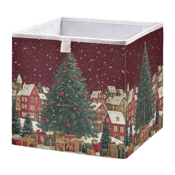 Wobogo Large Christmas Tree Storage Basket Foldable Easy to Clean Durable with Hollow Support Plate with Handle 11.02×11.02×11.02 in