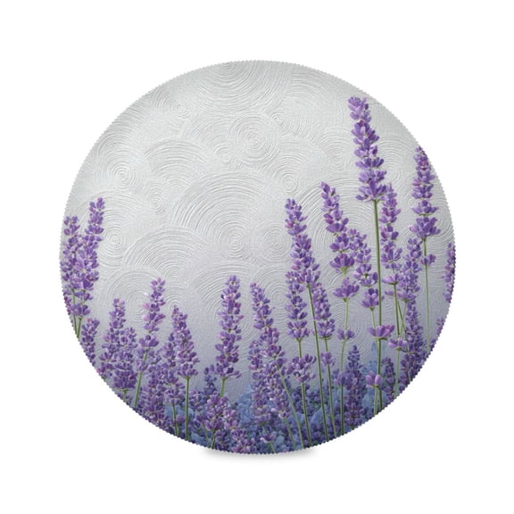 Wobogo Lavender Bushes Round Placemats Set of 1 Heat Resistant Washable Kitchen Table Decorations 15.4in