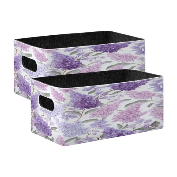Wobogo Lavender Decorative Folding Storage Basket Felt Organizer Bin for Toys, Clothes, Desk