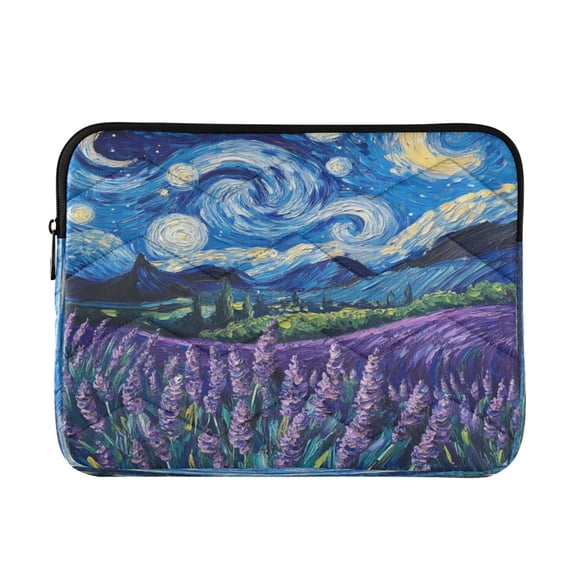 Wobogo Lavender Starry Night Laptop Sleeve 13.4 inch Lightweight Zipper Design Soft Padded Protection Against Scratches and Impacts