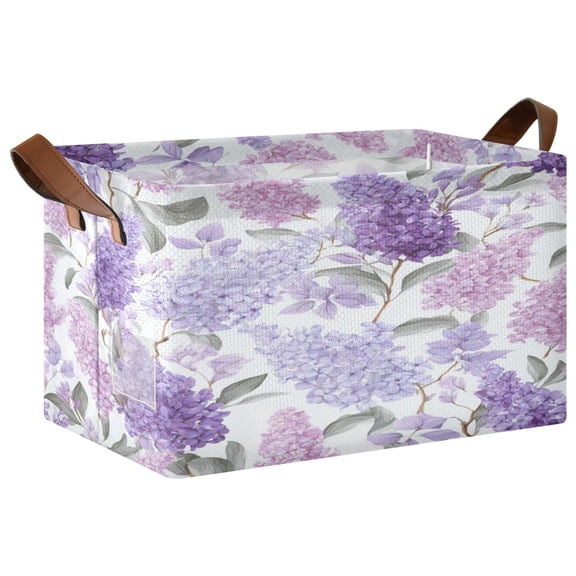 Wobogo Lavender Storage Basket 16.9×11.4×10in Collapsible Oversized with Metal Iron Frame