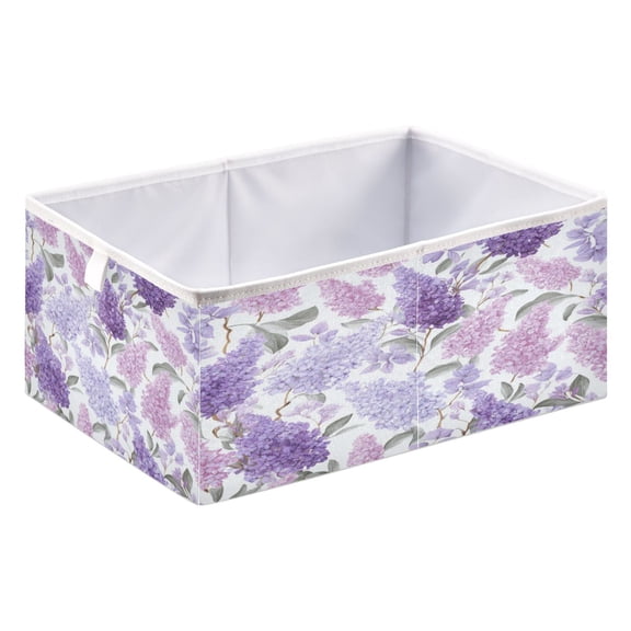 Wobogo Lavender Storage Basket Foldable Easy to Clean Durable with Hollow Support Plate with Handle 15.75x10.63x6.96in