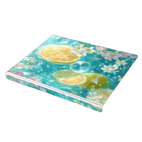 Wobogo Lemon Slice Acrylic Cutting Board with Counter Lip 16.5"x13.4 Perfect for Bread Meat Veggies & More Great Kitchen Essential Gadgets & Decor