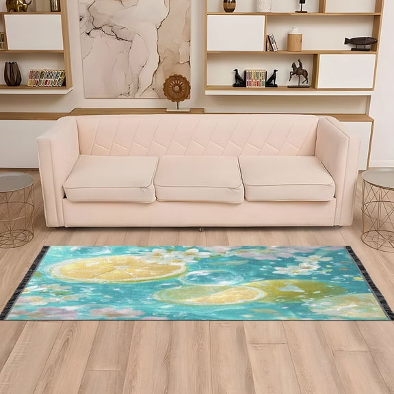 Wobogo Lemon Slice Bedside Long Rug Delicate and Soft Decor Non Slip Carpet for Bed Room Corridor Entrance Balcony