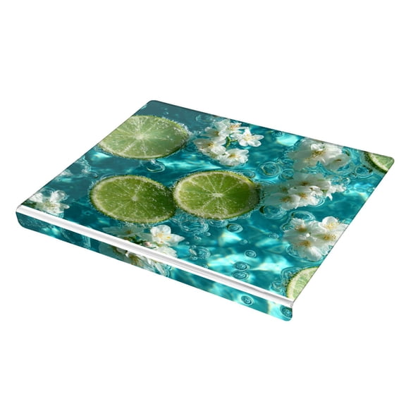 Wobogo Lemon White Flower Acrylic Cutting Board with Counter Lip 16.5"x13.4 Perfect for Bread Meat Veggies & More Great Kitchen Essential Gadgets & Decor