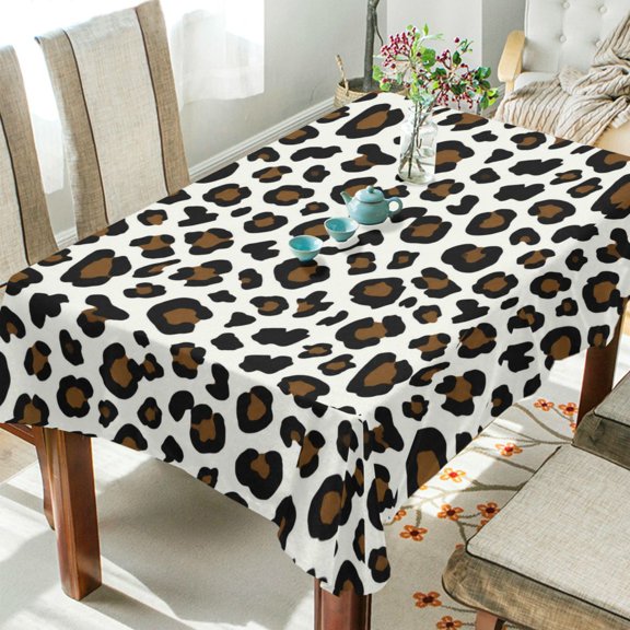 Wobogo Leopard Spots Square Tablecloth 54×54in Polyester Fabric Tablecloth Washable Dust Resistant Wrinkle Resistant