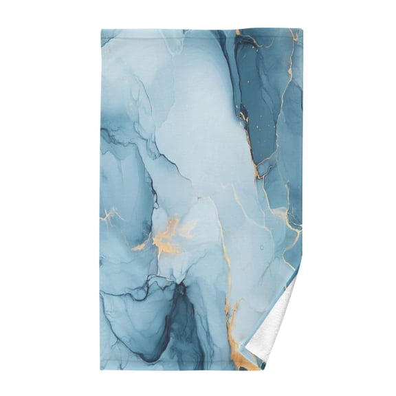 Wobogo Light Blue Gilt Marbles Face Towel Soft Breathable Cotton Towel Set for Bathroom Kitchen Hotel Spa Gift Decor