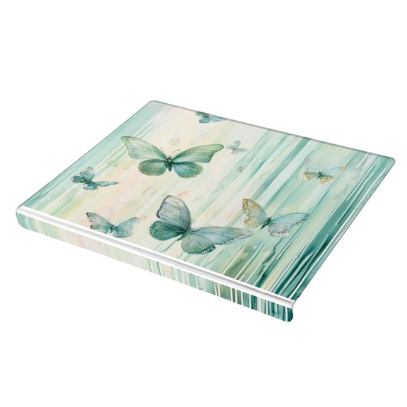 Wobogo Light Green Butterfly Acrylic Cutting Board with Counter Lip 16.5"x13.4 Perfect for Bread Meat Veggies & More Great Kitchen Essential Gadgets & Decor