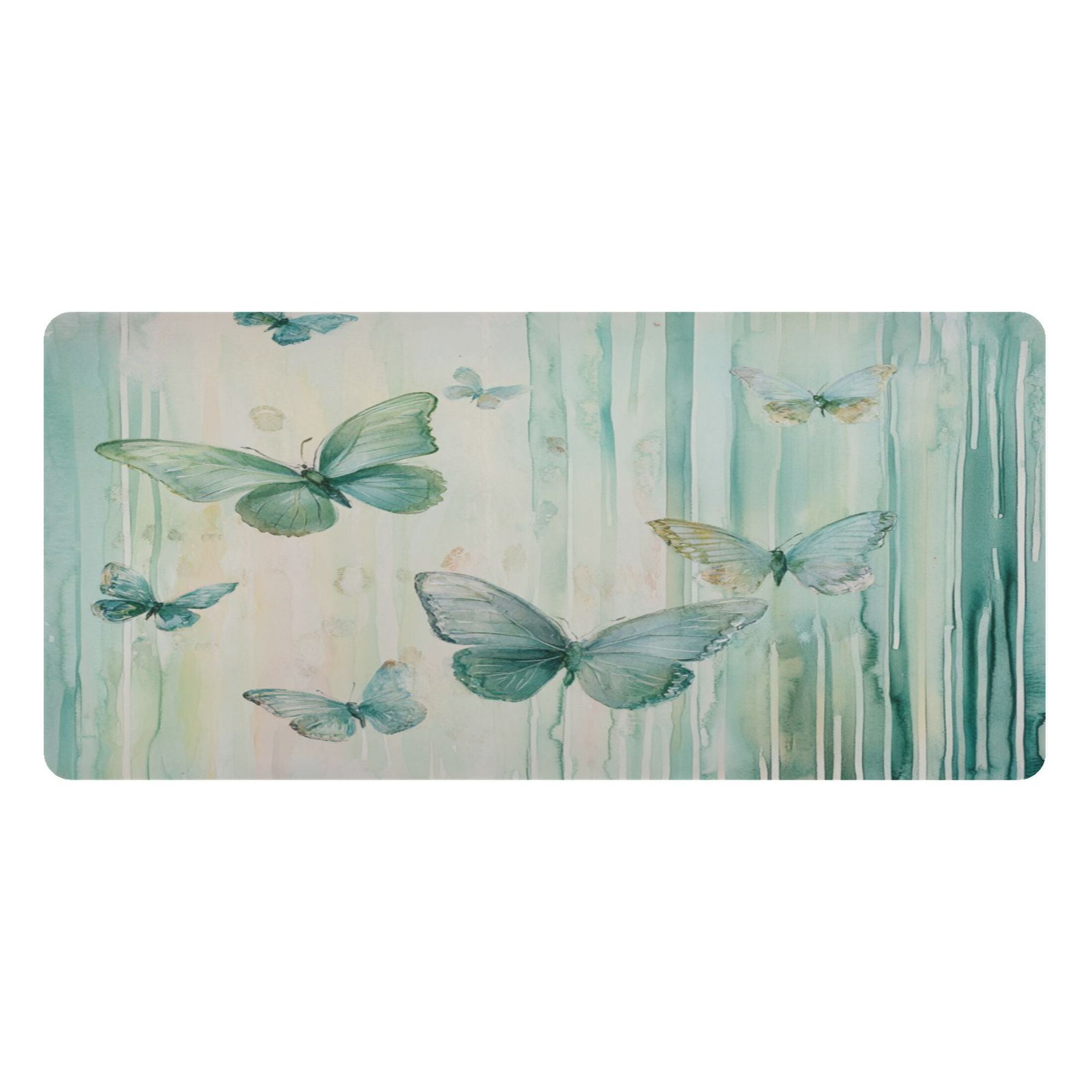 Wobogo Light Green Butterfly Gaming Mouse Pad Non-slip Leather Desk Mat Water Resist Keyboard Pad for Gamer Office 23.6×47.2in