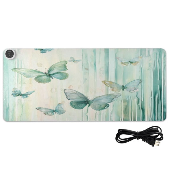 Wobogo Light Green Butterfly Heated Mouse Pad With 3 Heating Levels and 3-hour Auto Shut-Off Protection Ideal for Computer Keyboards Home Office Hand-warming Essential