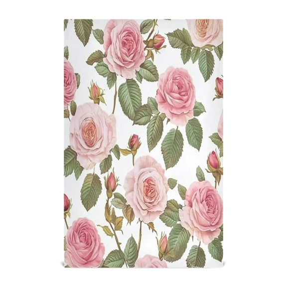 Wobogo Light Pink Rose Kitchen Towel 1 Piece Large Cotton Dishcloth Premium Absorbency Set with Hanging Loop